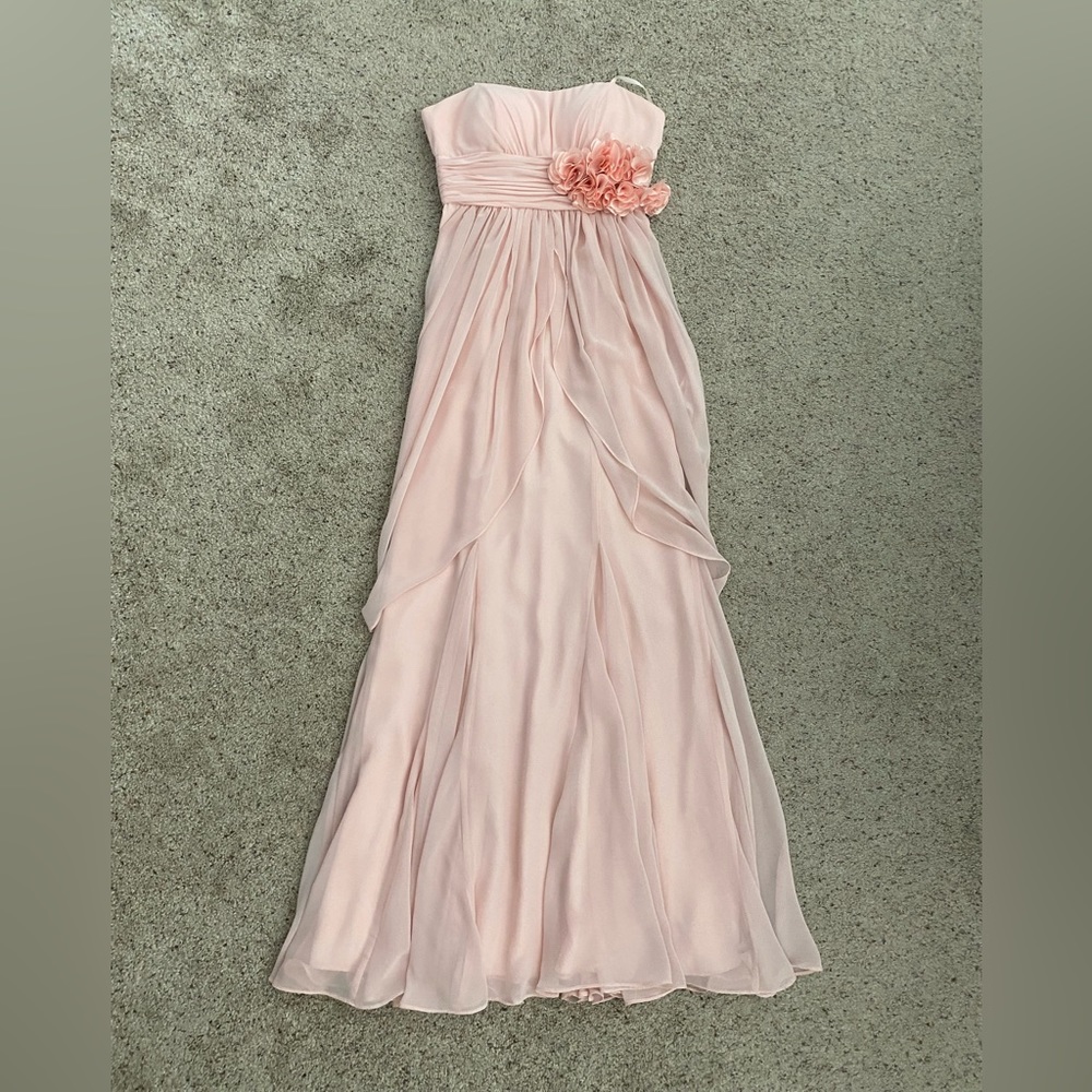 Light peach evening dress.